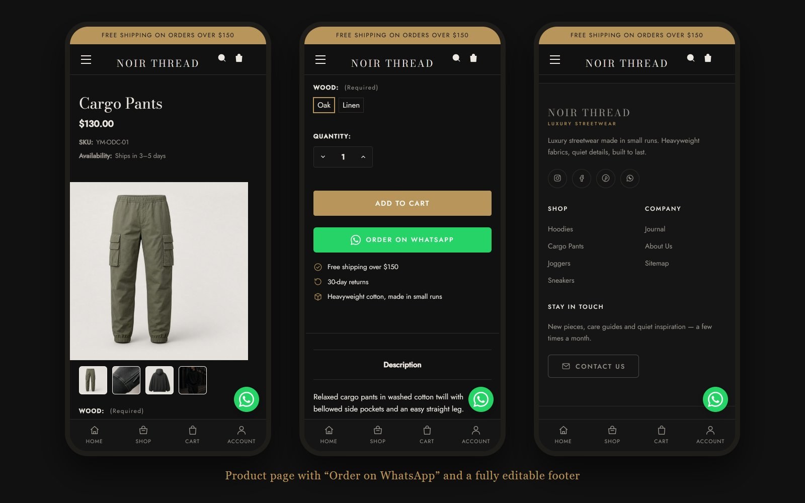 Product page on phones