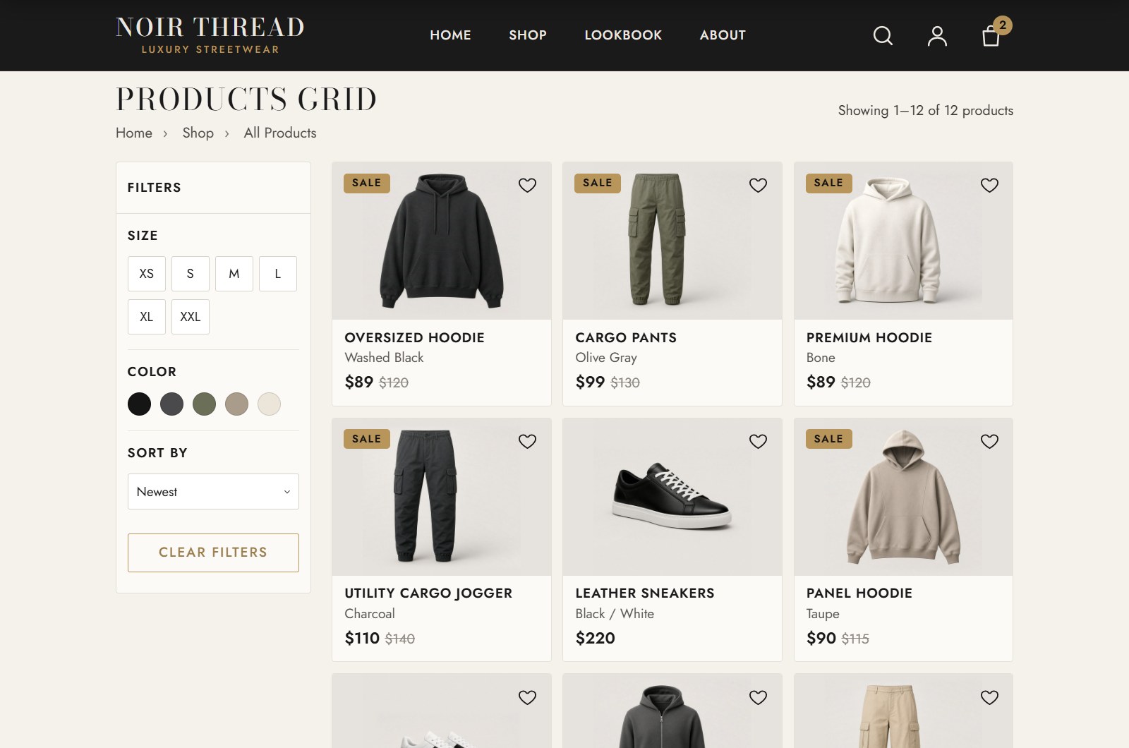 Collection with filters and sorting