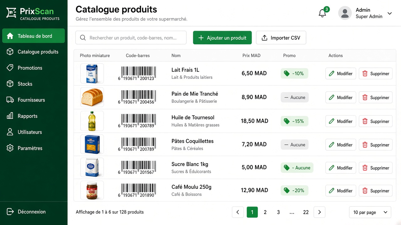 PrixScan, catalogue produits