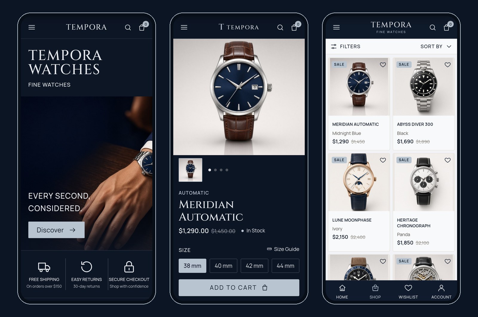On phones — home, product and shop