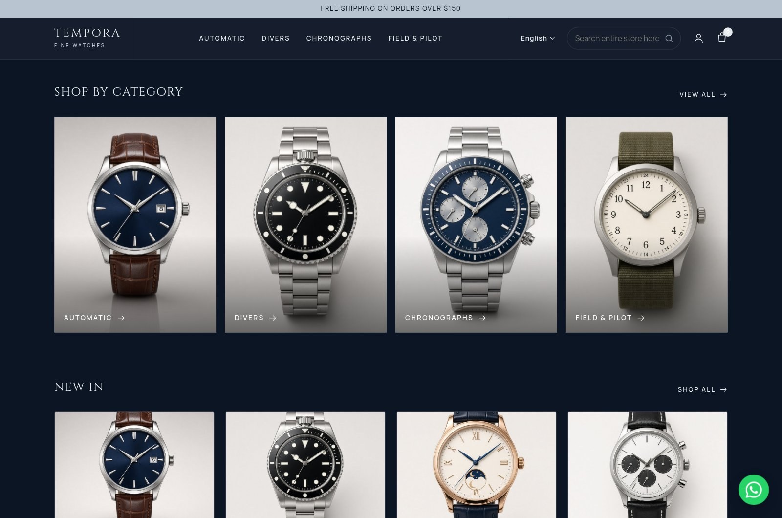 Homepage sections
