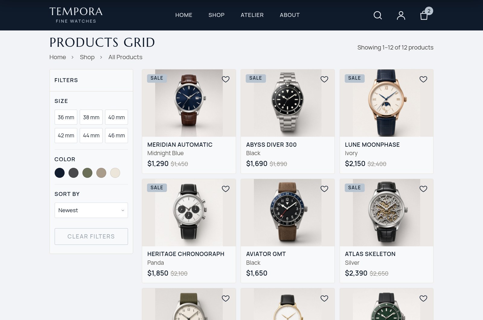 Collection with filters and sorting